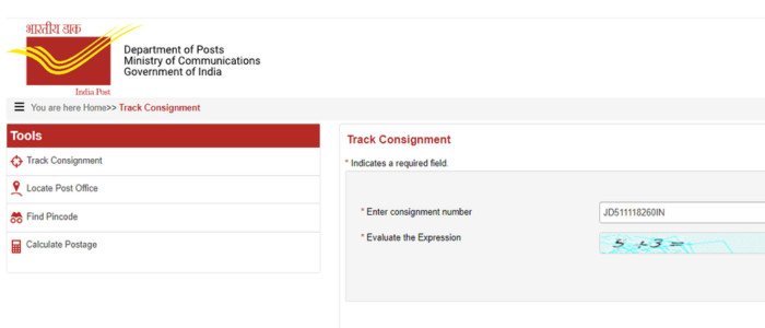 Registered Post Tracking